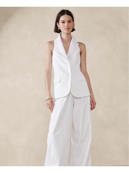 Banana Republic Jackets & Blazers - Banana Republic Suit Vest Women 6 Small White Linen Long Tailored Office Summer